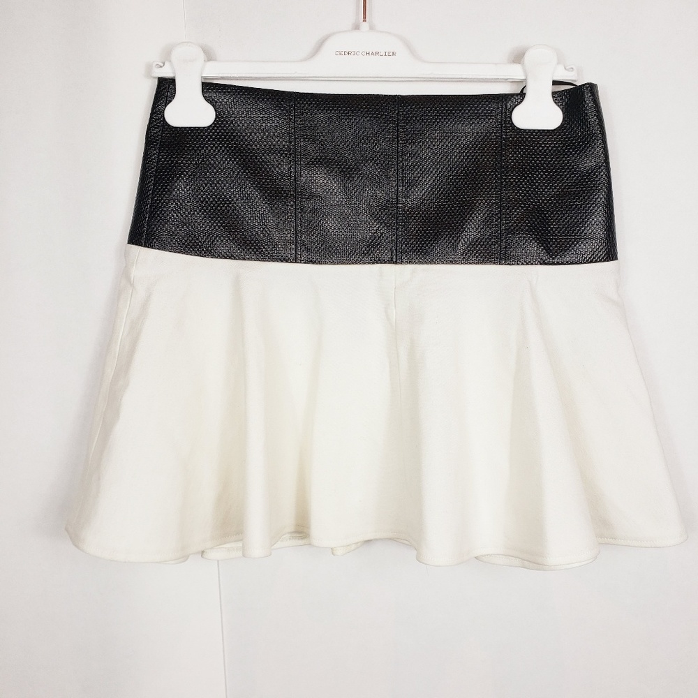 Tibi wide waist white mini skirt